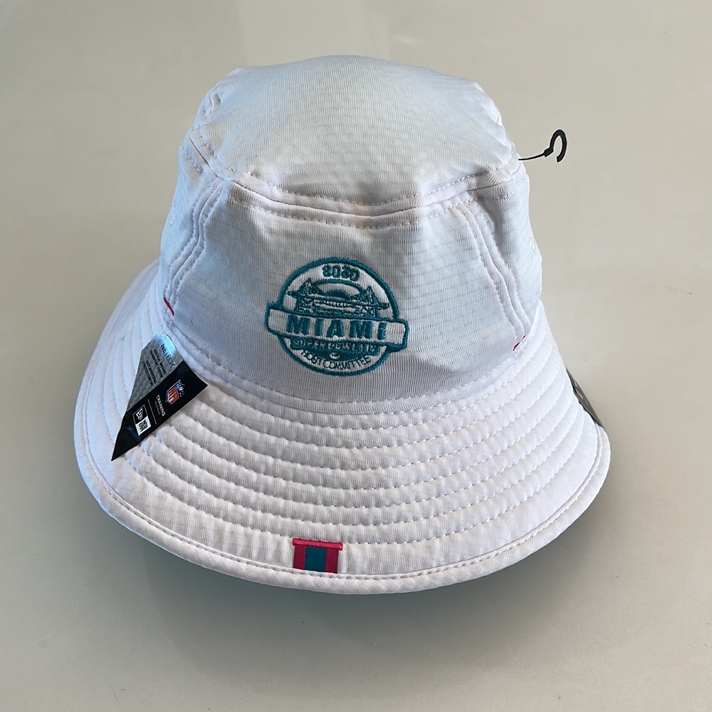 SUPER BOWL LIV MIAMI HOST COMMITTEE NEW ERA WHITE/TEAL BUCKET HAT W/DRAWSTRING